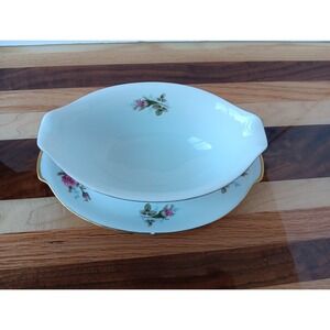 VTG Gravy Boat Moss Rose China Japan Dishes Roses Pink Floral Dishes